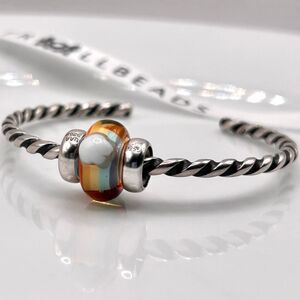 TROLLBEADS Twisted Bangle Bracelet Together Apart 2 Stoppers LAA 925S NEW Sz XXS